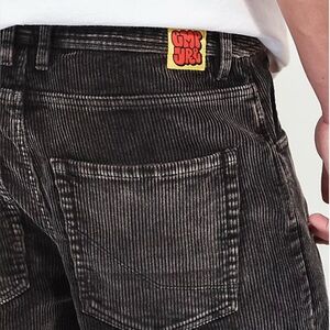 Empyre Loose Fit Sk8 Black Acid Wash Corduroy Skate Pants